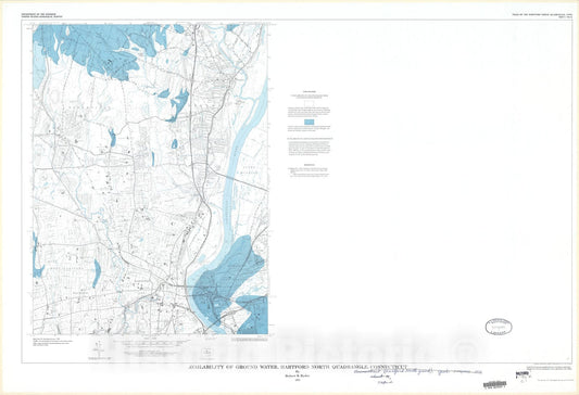 Map : Availability of ground water, Hartford North quadrangle, Connecticut, 1972 Cartography Wall Art :