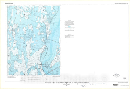 Map : Depth to water table, Hartford North quadrangle, Connecticut, 1972 Cartography Wall Art :
