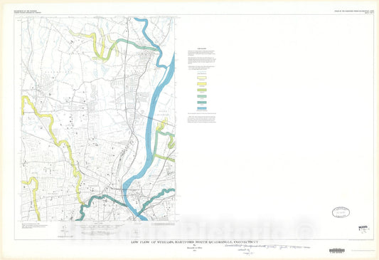 Map : Low flow of streams, Hartford North quadrangle, Connecticut, 1972 Cartography Wall Art :