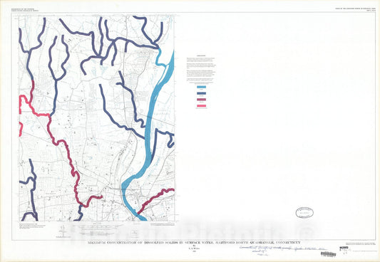 Map : Maximum concentration of dissolved solids in surface water, Hartford North quadrangle, Connecticut, 1972 Cartography Wall Art :