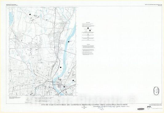 Map : Sites of solid-waste storage and liquid-waste discharge, Hartford North quadrangle, Connecticut, 1972 Cartography Wall Art :