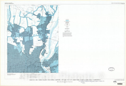 Map : Sanitary and water-related facilities, services, and use, Hartford North quadrangle, Connecticut, July 1970, 1972 Cartography Wall Art :