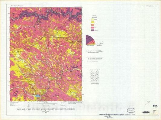 Map : Slope map of the Evergreen quadrangle, Jefferson County, Colorado, 1972 Cartography Wall Art :