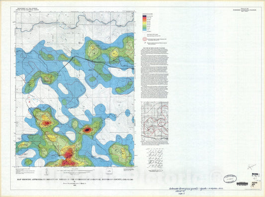 Map : Map showing approximate density of houses in the Evergreen quadrangle, Jefferson County, Colorado, 1972 Cartography Wall Art :