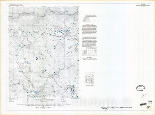 Map : Map showing approximate locations, depths, and estimated yields of water wells in the Evergreen quadrangle, Jefferson County, Colorado, 1972 Cartography Wall Art :