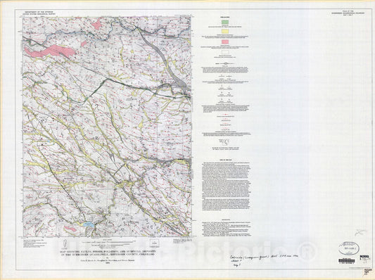 Map : Map showing faults, joints, foliation, and surficial deposits in the Evergreen quadrangle, Jefferson County, Colorado, 1973 Cartography Wall Art :
