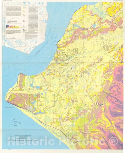 Map : Slope map of Anchorage and vicinity, Alaska, 1972 Cartography Wall Art :