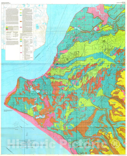 Map : Foundation and excavation conditions map of Anchorage and vicinity, Alaska, 1974 Cartography Wall Art :
