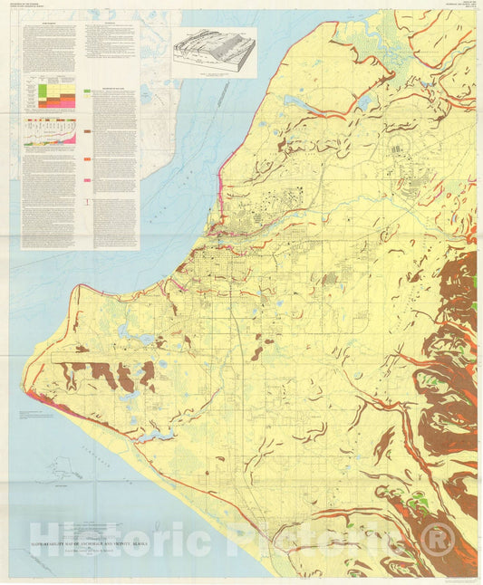 Map : Slope stability map of Anchorage and vicinity, Alaska, 1974 Cartography Wall Art :
