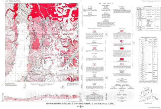 Map : Reconnaissance geologic map of the Nabesna A-4 quadrangle, Alaska, 1973 Cartography Wall Art :
