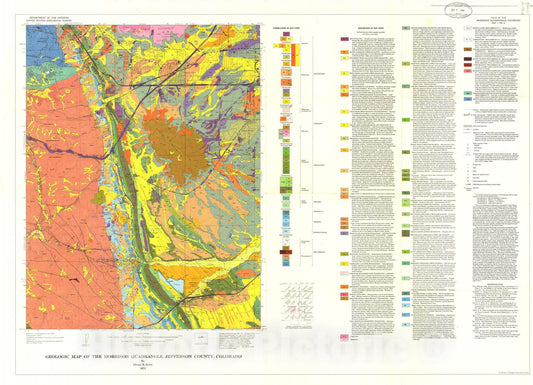 Map : Geologic map of the Morrison quadrangle, Jefferson County, Colorado, 1972 Cartography Wall Art :