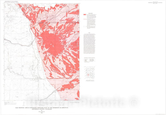 Map : Map showing areas containing swelling clay in the Morrison quadrangle, Jefferson County, Colorado, 1972 Cartography Wall Art :