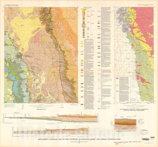 Map : Engineering geologic map of the Woodside quadrangle, Emery and Carbon Counties, Utah, 1974 Cartography Wall Art :