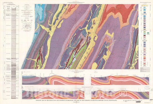 Map : Geologic map of the Beans Cove and Hyndman quadrangles and part of the Fairhope quadrangle, Bedford County, Pennsylvania, 1974 Cartography Wall Art :