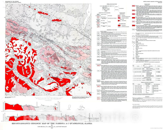 Map : Reconnaissance geologic map of the Nabesna A-1 quadrangle, Alaska, 1973 Cartography Wall Art :