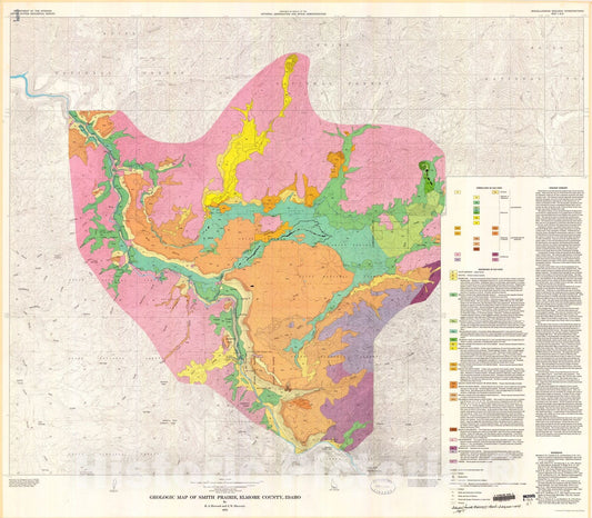 Map : Geologic map of the Smith Prairie, Elmore County, Idaho, 1973 Cartography Wall Art :
