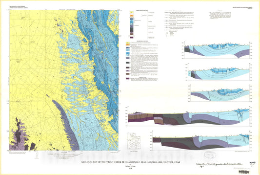 Map : Geologic map of the Trout Creek SE quadrangle, Juab and Millard Counties, Utah, 1974 Cartography Wall Art :