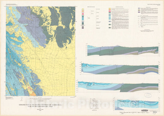 Map : Geologic map of the Granite Mountain SW quadrangle, Juab and Millard Counties, Utah, 1974 Cartography Wall Art :