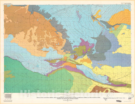 Map : Geologic map and sections showing areal distribution of Tertiary rocks near the southeastern terminus of the Wind River range, 1974 Cartography Wall Art :