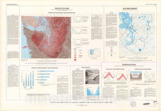 Map : Climatic factors related to land-use planning in the Puget Sound basin, Washington, 1973 Cartography Wall Art :