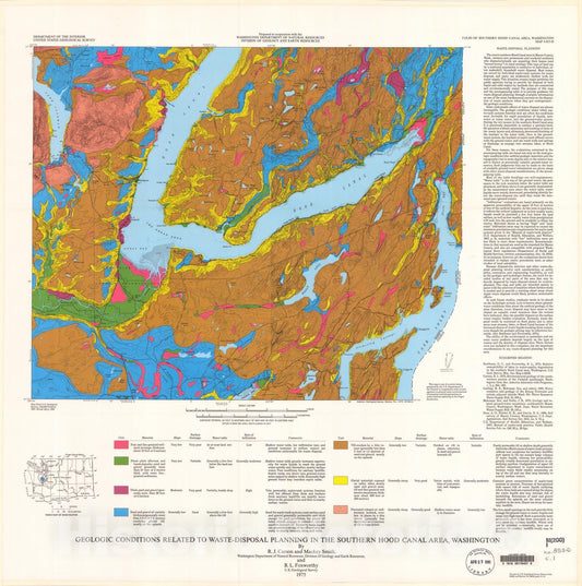 Map : Geologic conditions related to waste-disposal planning in the southern Hood Canal area, Washington, 1975 Cartography Wall Art :