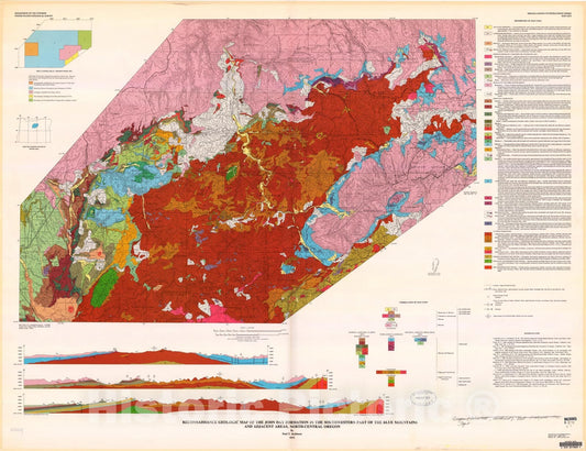 Map : Reconnaissance geologic map of the John Day Formation in the southwestern part of the Blue Mountains and adjacent areas, north-central Oregon, 1975 Cartography Wall Art :