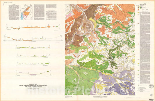Map : Geologic map of the surficial deposits in the Trenton area, New Jersey and Pennsylvania, 1975 Cartography Wall Art :