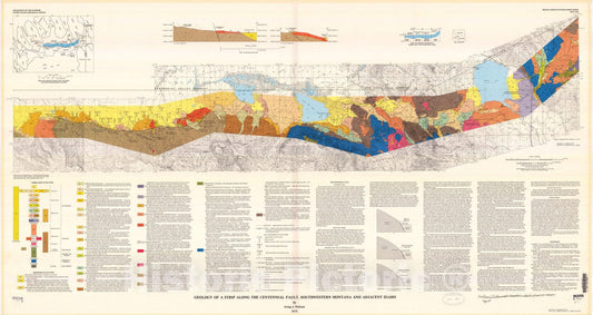 Map : Geology of a strip along the Centennial Fault, southwestern Montana and adjacent Idaho, 1975 Cartography Wall Art :