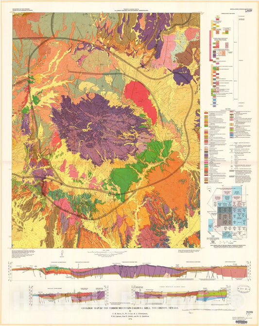Map : Geologic map of the Timber Mountain caldera area, Nye County, Nevada, 1976 Cartography Wall Art :