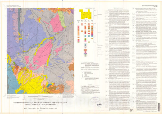 Map : Reconnaissance geologic map of the Cotopaxi 15-minute quadrangle, Fremont and Custer Counties, Colorado, 1975 Cartography Wall Art :