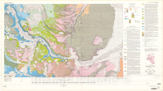 Map : Geologic map of the lower Conejos River canyon area, southeastern San Juan Mountains, Colorado, 1975 Cartography Wall Art :