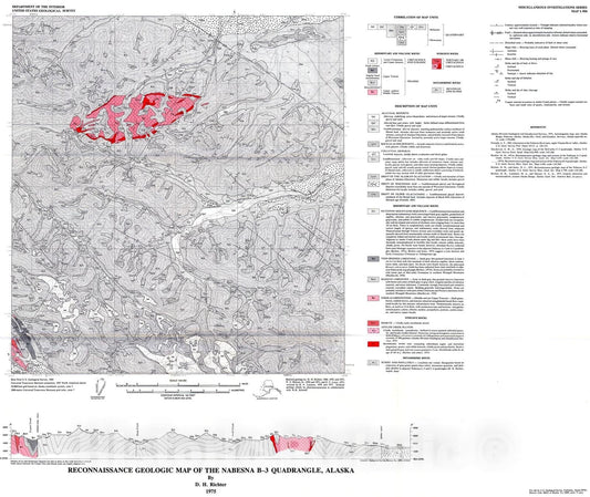 Map : Reconnaissance geologic map of the Nabesna B-3 quadrangle, Alaska, 1975 Cartography Wall Art :