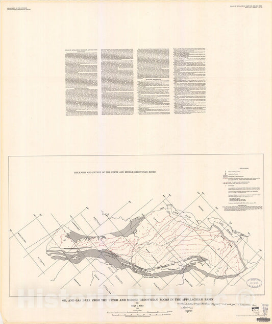 Map : Oil and gas data from upper and middle Ordovician rocks in the Appalachian basin, 1975 Cartography Wall Art :