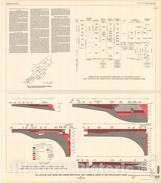 Map : Oil and gas data from the Lower Ordovician and Cambrian rocks in the Appalachian basin, 1975 Cartography Wall Art :