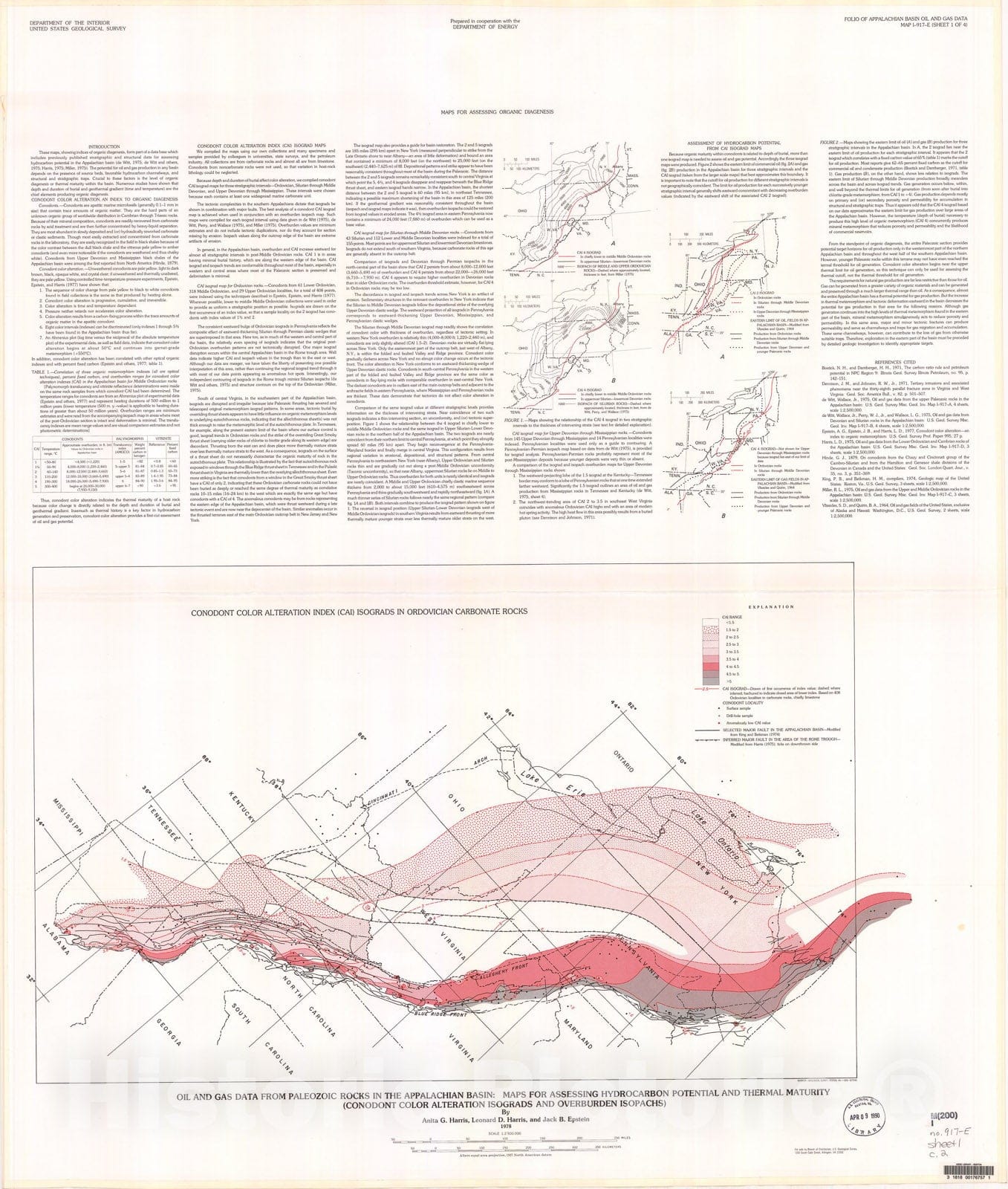 Map : Oil and gas data from Paleozoic rocks in the Appalachian basin: Maps for assessing hydrocarbon potential and thermal maturity (con, 1978 Cartography Wall Art :