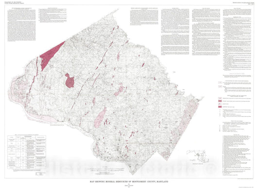 Map : Map showing mineral resources of Montgomery County, Maryland, 1975 Cartography Wall Art :