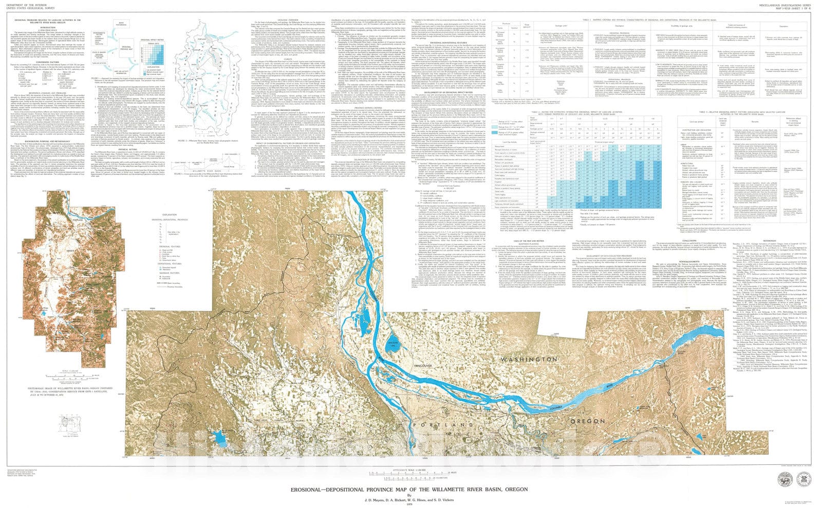 Map : Erosional problems related to land-use activities in the Willamette River basin, Oregon, 1979 Cartography Wall Art :