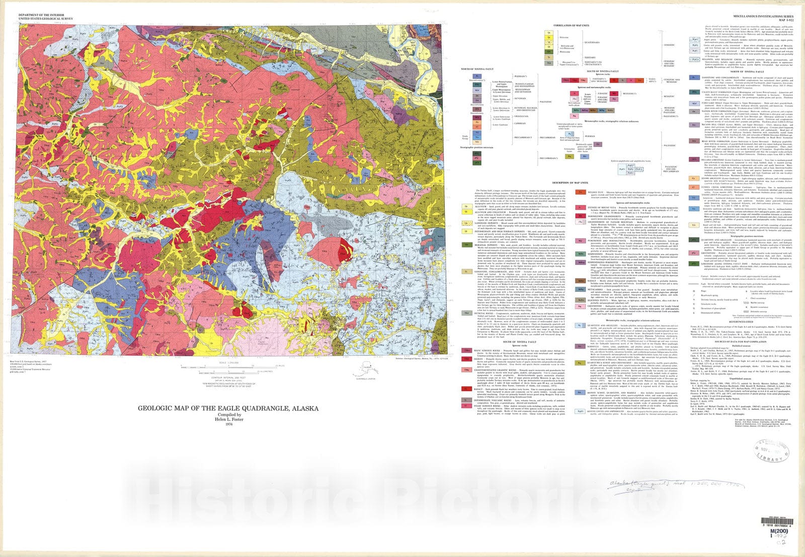 Map : Geologic map of the Eagle quadrangle, Alaska, 1976 Cartography Wall Art :