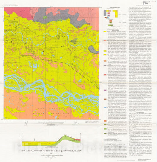 Map : Geologic map of the Fairbanks D-2 SE quadrangle, Alaska, 1976 Cartography Wall Art :
