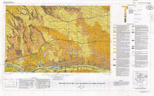 Map : Geologic map of the Lamar quadrangle, Colorado and Kansas, 1976 Cartography Wall Art :