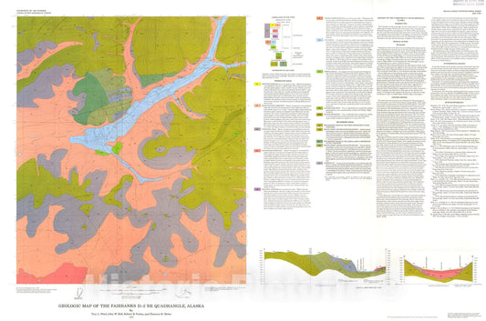 Map : Geologic map of the Fairbanks D-2 NE quadrangle, Alaska, 1976 Cartography Wall Art :
