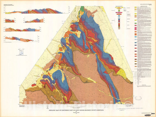 Map : Geologic map of the northern part of Ruby Range, Madison County, Montana, 1976 Cartography Wall Art :