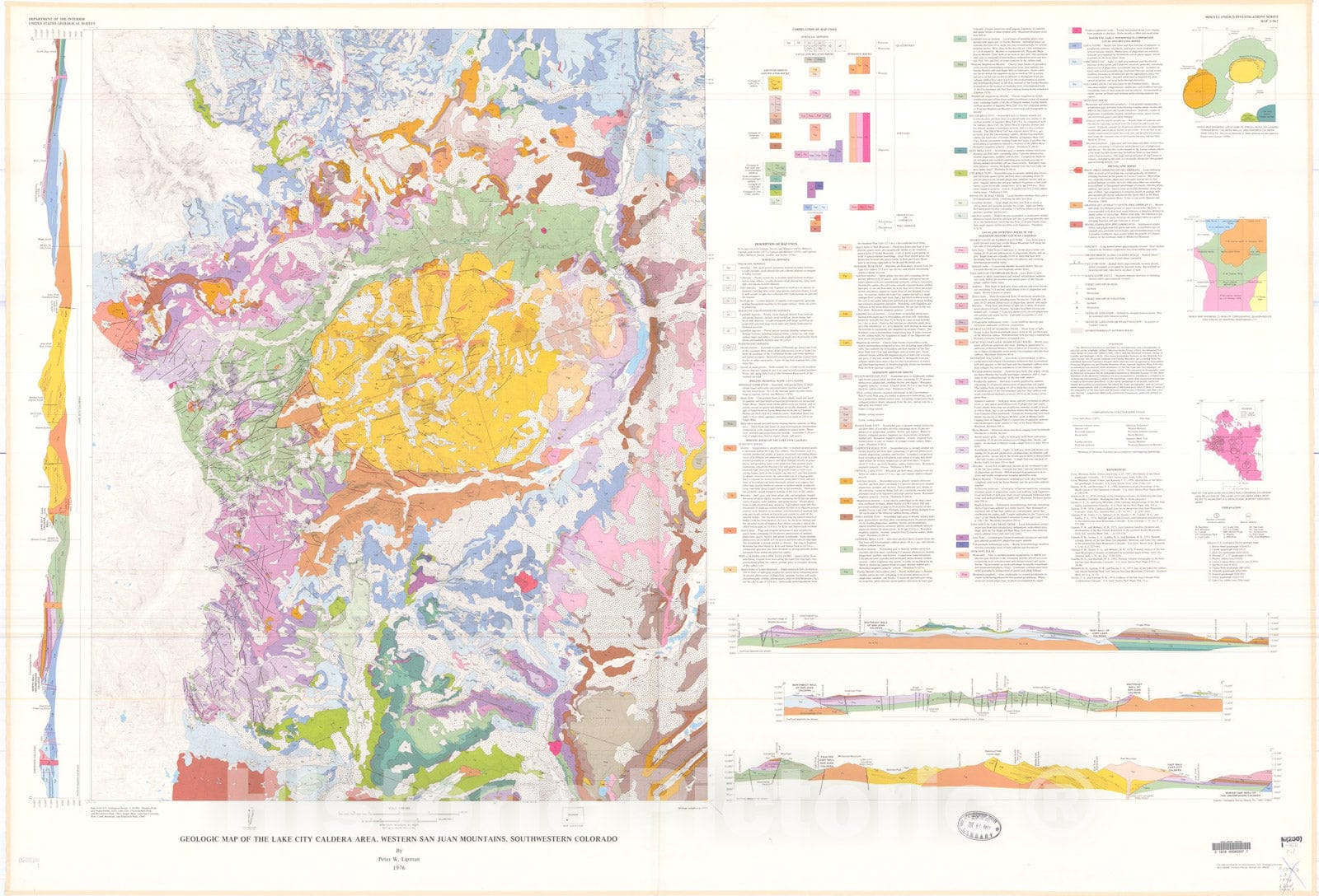 Map : Geologic map of the Lake City Caldera area, western San Juan Mountains, southwestern Colorado, 1976 Cartography Wall Art :