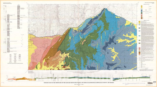 Map : Geologic map of the north end of the Manzano Mountains, Tijeras and Sedillo quadrangles, Bernalillo County, New Mexico, 1976 Cartography Wall Art :