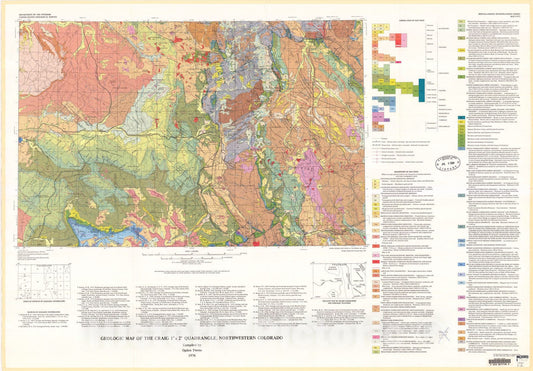 Map : Geologic map of the Craig one degree x two degrees quadrangle, northwestern Colorado, one976 Cartography Wall Art :