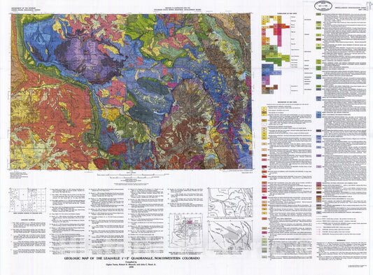 Map : Geologic map of the Leadville one degree x two degrees quadrangle, northwestern Colorado, one978 Cartography Wall Art :