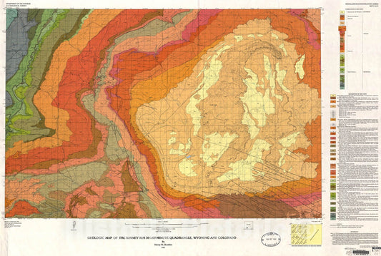 Map : Geologic map of the Kinney Rim thirty x sixty minute quadrangle, Wyoming and Colorado, 1985 Cartography Wall Art :