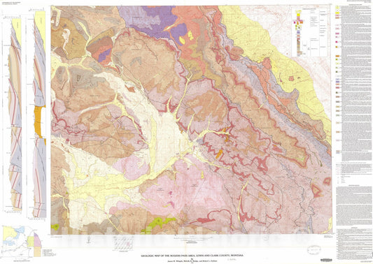 Map : Geologic map of the Rogers Pass area, Lewis and Clark County, Montana, 1987 Cartography Wall Art :