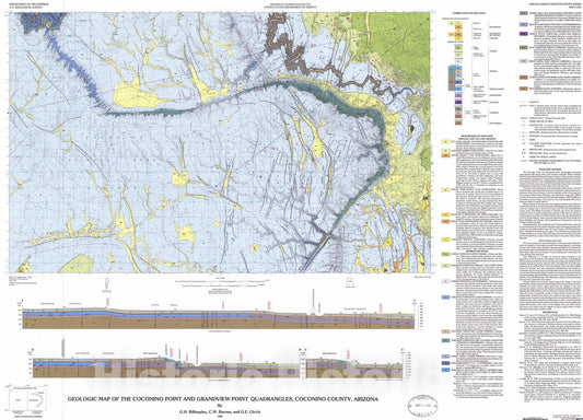 Map : Geologic map of the Coconino Point and Grandview Point quadrangles, Coconino County, Arizona, 1985 Cartography Wall Art :