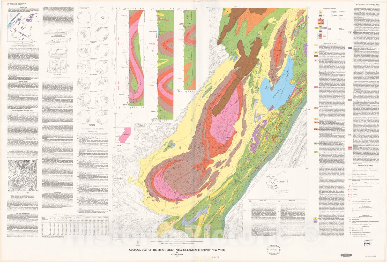 Map : Geology of the Birch Creek area, St. Lawrence County, New York, 1988 Cartography Wall Art :